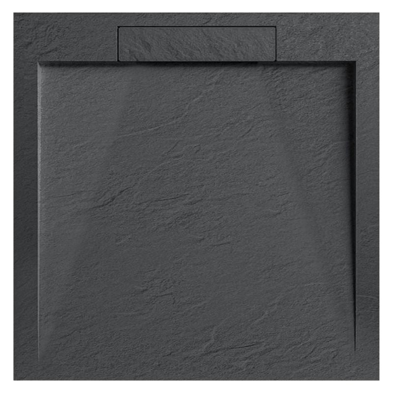 Cadita de dus, compozit mineral, dimensiuni 70-90x80-160, inaltime 2.5 cm, scurgere ascunsa, decupabila, Antracit, Antonio