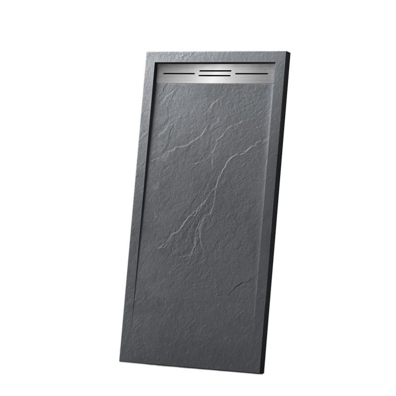 Cadita de dus, compozit mineral, dimensiuni 90-100x120-160 cm, inaltime 2.8 cm, decupabila, Antracit, Gonzalo
