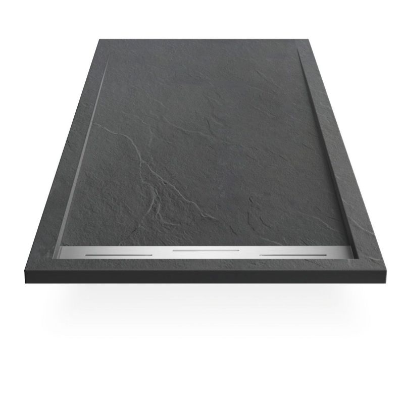 Cadita de dus, compozit mineral, dimensiuni 90-100x120-160 cm, inaltime 2.8 cm, decupabila, Antracit, Gonzalo