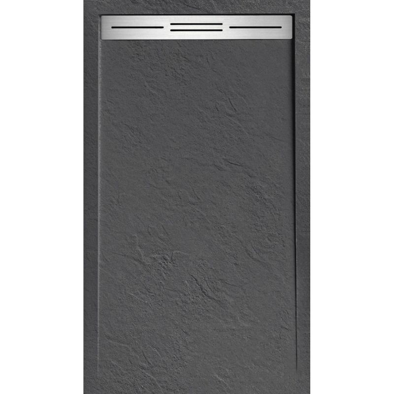 Cadita de dus, compozit mineral, dimensiuni 90-100x120-160 cm, inaltime 2.8 cm, decupabila, Antracit, Gonzalo