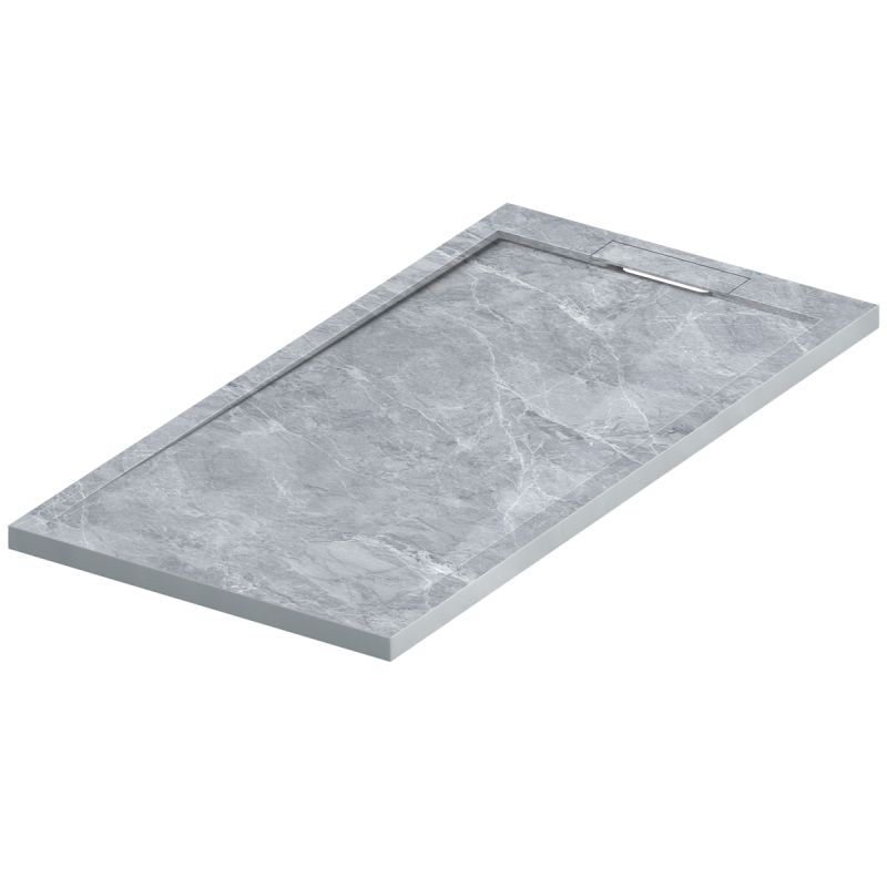 Cadita de dus, Gri Pietra, finisaj Marble Mat, compozit mineral, dimensiuni 100-160x70-90 cm, decupabila, Antonio
