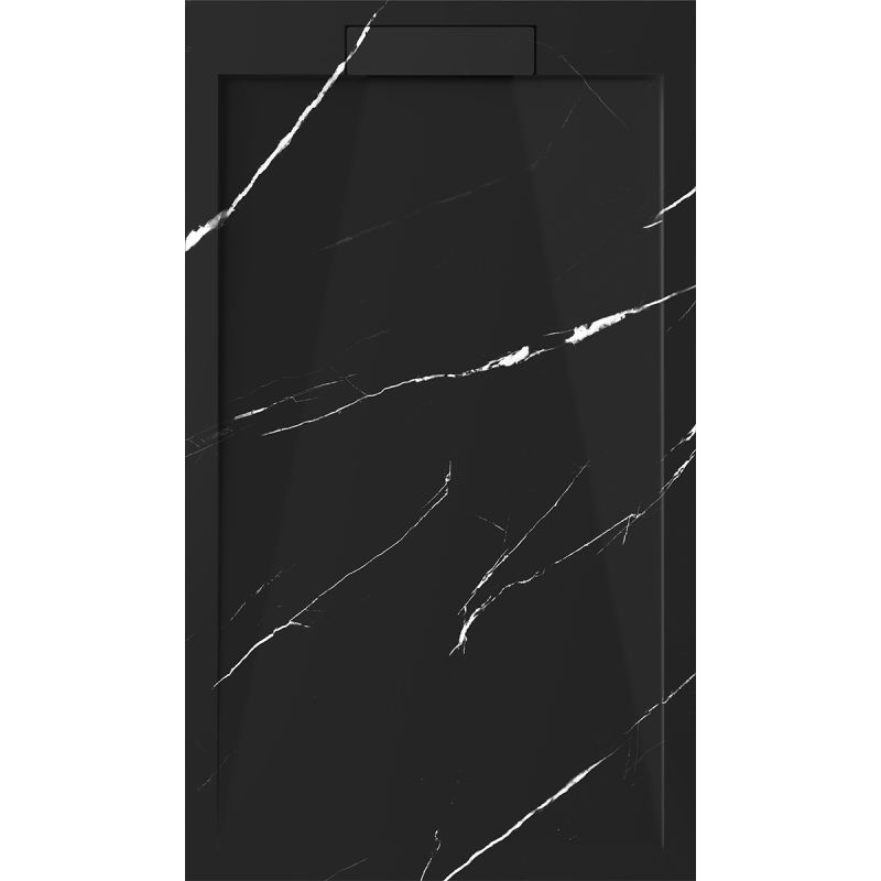 Cadita de dus, Negru Marquina, finisaj Marble Mat, compozit mineral, dimensiuni 100-160x70-90 cm, decupabila, Antonio