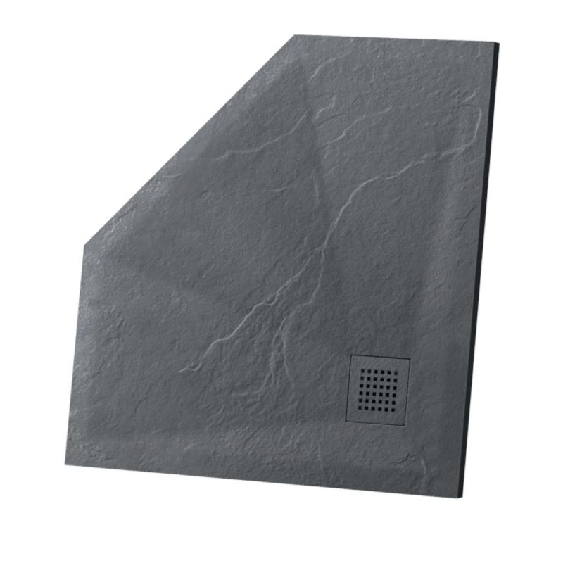 Cadita de dus pentagonala, compozit mineral, dimensiune 90x90 cm, inaltime 2.5 cm, decupabila, Antracit, Aurelio