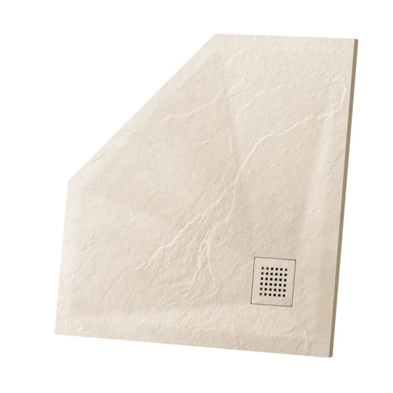 Cadita de dus pentagonala, compozit mineral, dimensiuni 90x90 cm, inaltime 2.5 cm, decupabila, Crem, Aurelio