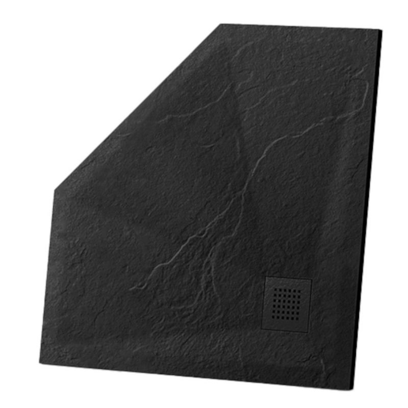 Cadita de dus pentagonala, compozit mineral, dimensiuni 90x90 cm, inaltime 2.5 cm, decupabila, Negru, Aurelio