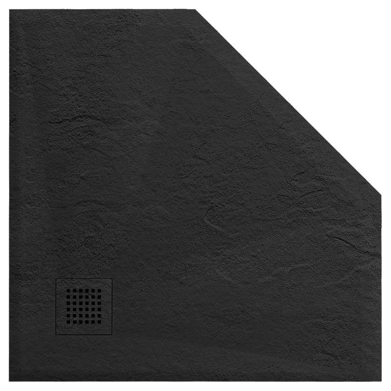 Cadita de dus pentagonala, compozit mineral, dimensiuni 90x90 cm, inaltime 2.5 cm, decupabila, Negru, Aurelio