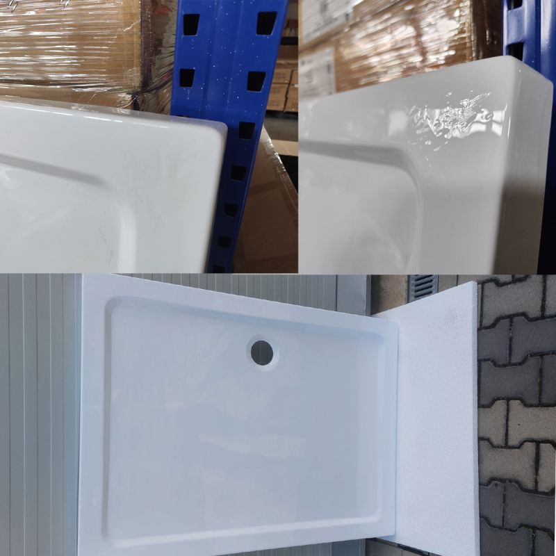 Cadita dreptunghiulara slim Resigiliat, 4 cm inaltime, dimensiune 90 x 120 cm, acril sanitar, FARO