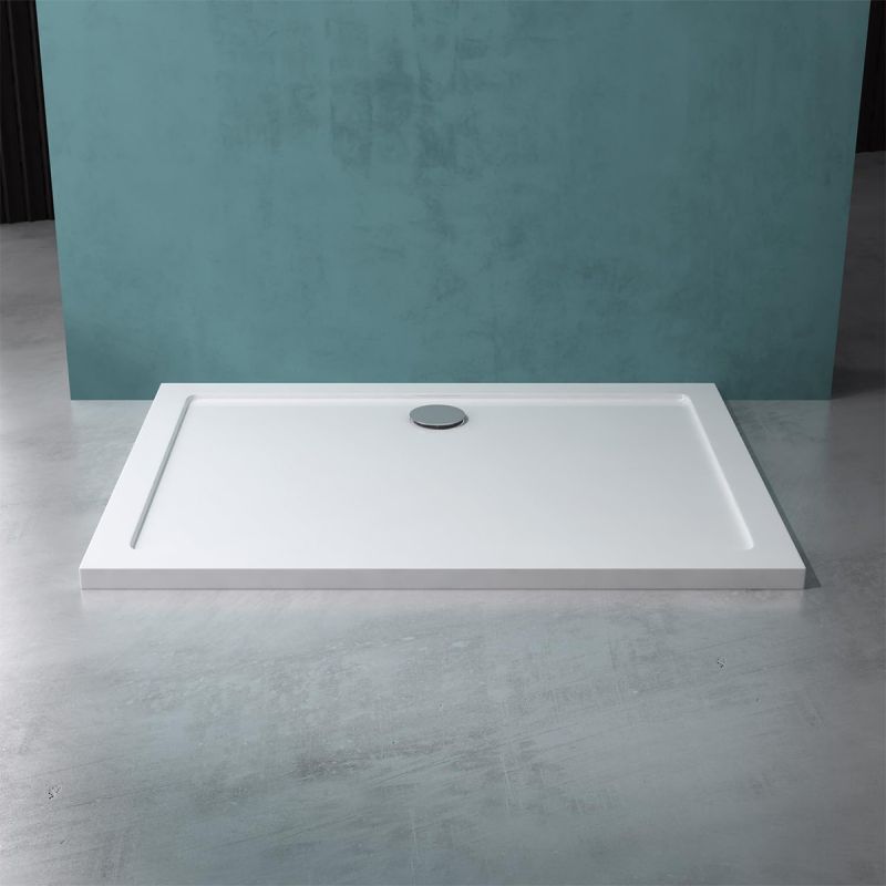 Cadita dreptunghiulara slim, 4 cm inaltime, sifon inclus, dimensiuni intre 80-90 x 100-160 cm, acril sanitar, EGO-FARO
