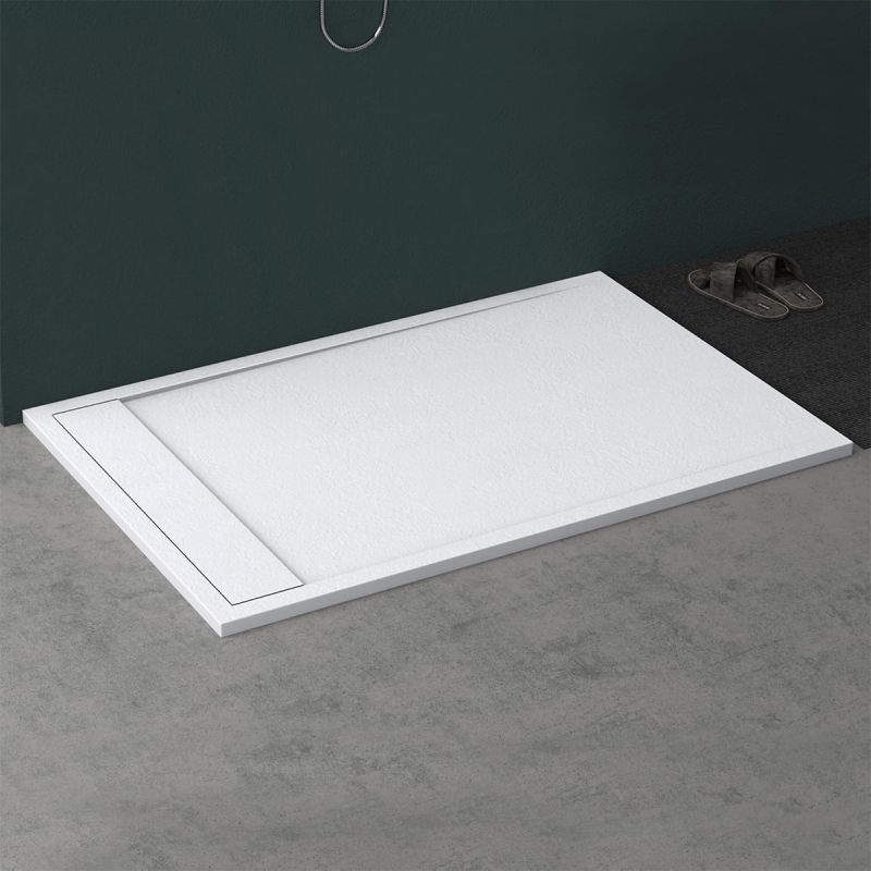 Cadita dus, compozit de marmura, scurgere ascunsa, inaltime 3 cm, Alb, dimensiune: 80-90x120-140-160 cm, GEO10