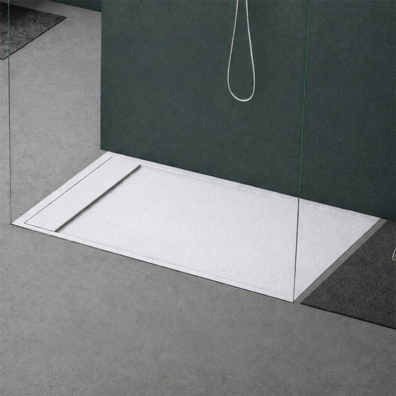 Cadita dus, compozit de marmura, scurgere ascunsa, inaltime 3 cm, Alb, dimensiune: 80-90x120-140-160 cm, GEO10