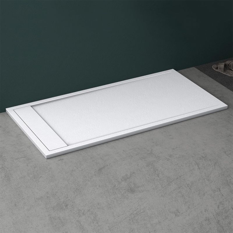 Cadita dus, compozit de marmura, scurgere ascunsa, inaltime 3 cm, Alb, dimensiune: 80-90x120-140-160 cm, GEO10