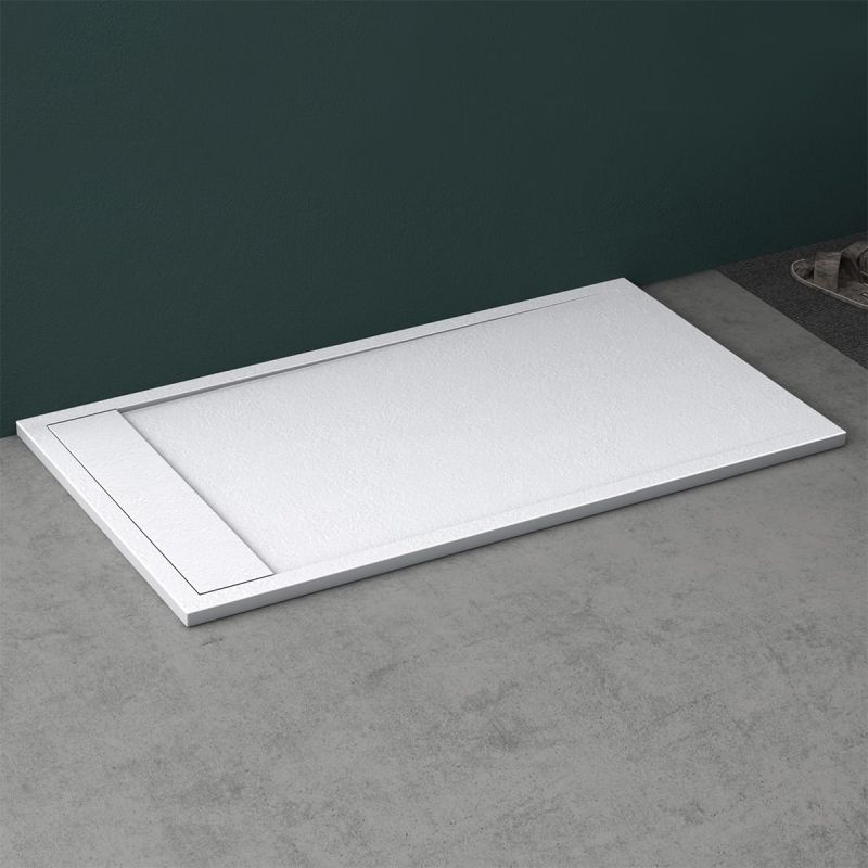 Cadita dus, compozit de marmura, scurgere ascunsa, inaltime 3 cm, Alb, dimensiune: 80-90x120-140-160 cm, GEO10