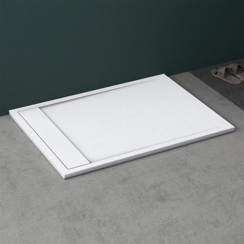 Cadita dus, compozit de marmura, scurgere ascunsa, inaltime 3 cm, Alb, dimensiune: 80-90x120-140-160 cm, GEO10