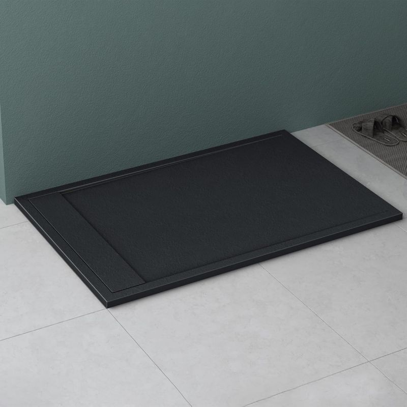 Cadita dus, compozit de marmura, scurgere ascunsa, inaltime 3 cm, Antracit Mat, dimensiune: 80-90x120 cm, GEO10