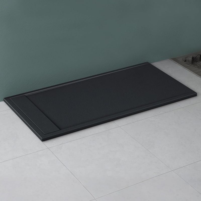 Cadita dus, compozit de marmura, scurgere ascunsa, inaltime 3 cm, Antracit Mat, dimensiune: 80-90x120 cm, GEO10