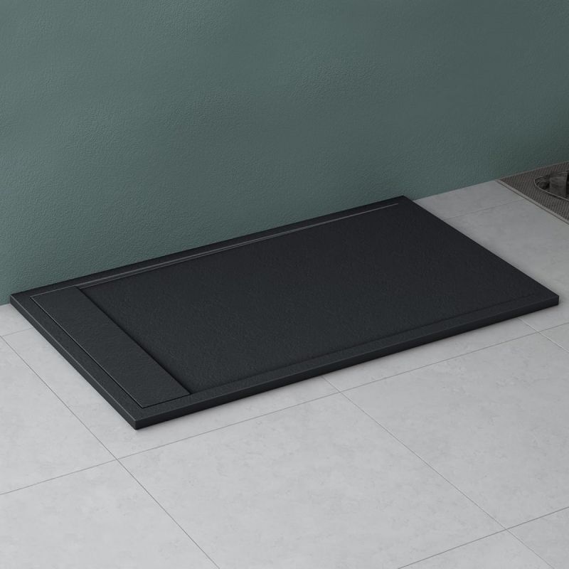 Cadita dus, compozit de marmura, scurgere ascunsa, inaltime 3 cm, Antracit Mat, dimensiune: 80-90x120 cm, GEO10