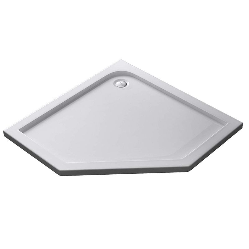 Cadita dus Faro, Alba, Pentagonala, sifon inclus, 90x90 cm, inaltime 4 cm, acril sanitar pur