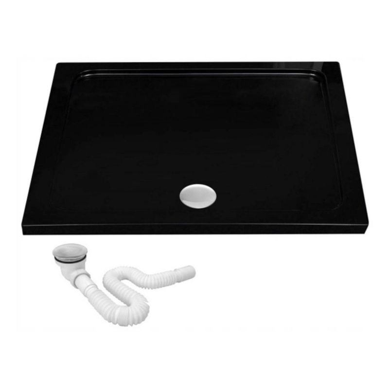 Cadita dus REA-Savoy Negru, acril sanitar pur cu suprafata neteda, slim, 6 cm inaltime