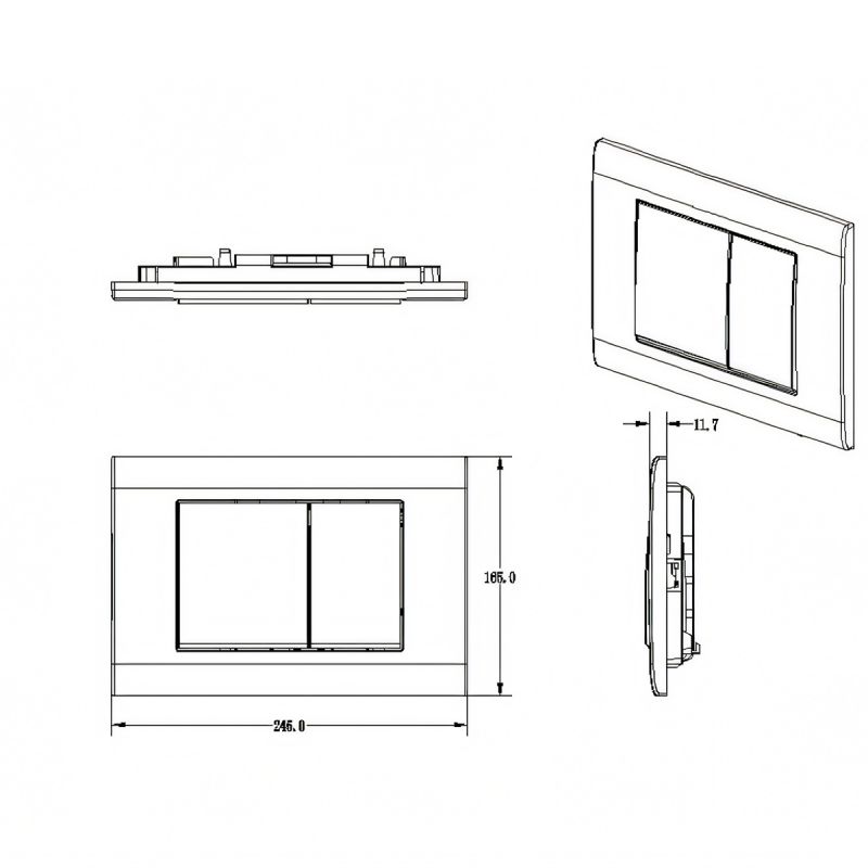 Cadru cu rezervor incastrat, latime de 50 cm, capacitate 3/8 litri, clapeta de actionare din aluminiu negru mat