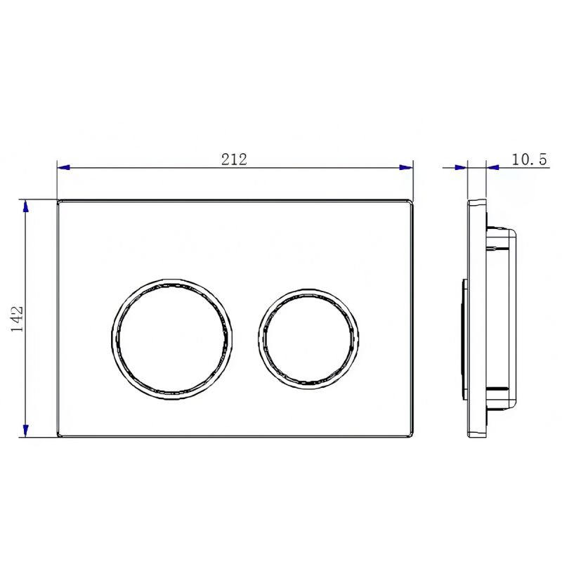 Cadru cu rezervor incastrat, latime de 50 cm, capacitate 3/8 litri, clapeta din aluminiu cu butoane rotunde auriu mat
