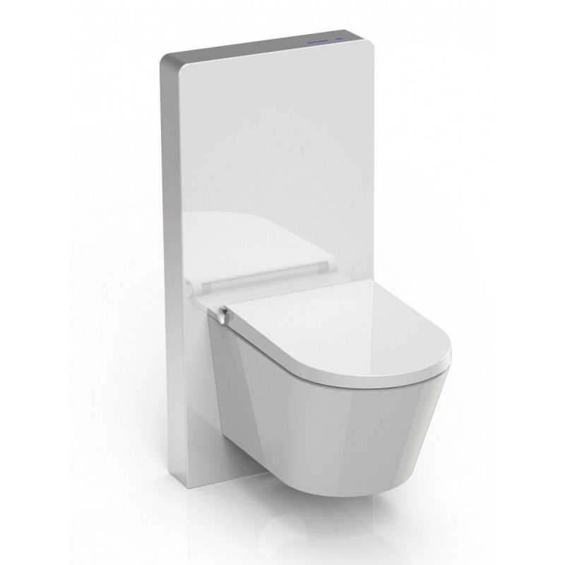 Cadru wc cu rezervor din sticla securizata alba, Senzor spalare, dimensiune 100x48 cm, montaj podea,Ego-Senna