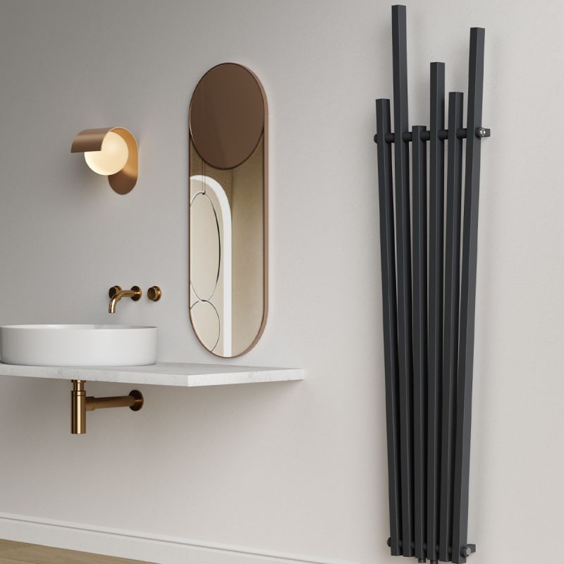 Calorifer Antracit, 180x42 cm, 687 W, 6 elementi, otel, design modern, Enes