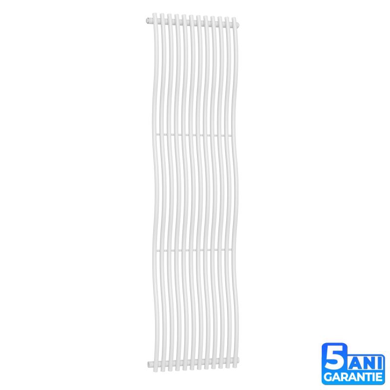 Calorifer decorativ,  design curbat,12 elementi, conexiune laterala, 180x50 cm, Alb, Sora