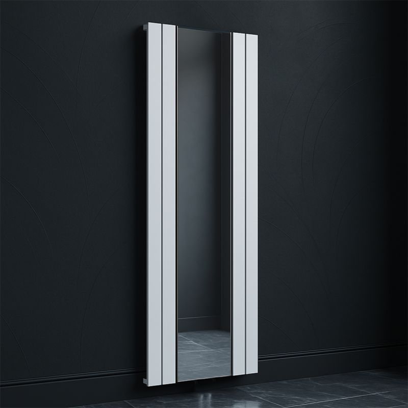 Calorifer decorativ din otel cu oglinda, Alb, 4 elementi, 593 W, dimensiune 180x60 cm, Malvina