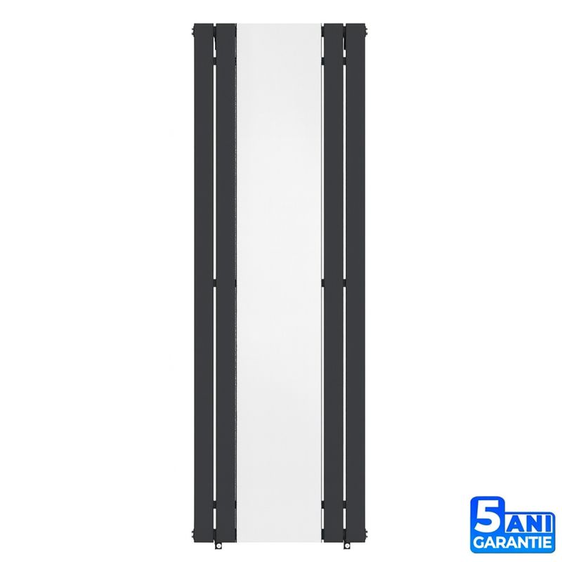 Calorifer decorativ din otel cu oglinda, Antracit, 4 elementi, 593 W, dimensiune 180x60 cm, Malvina