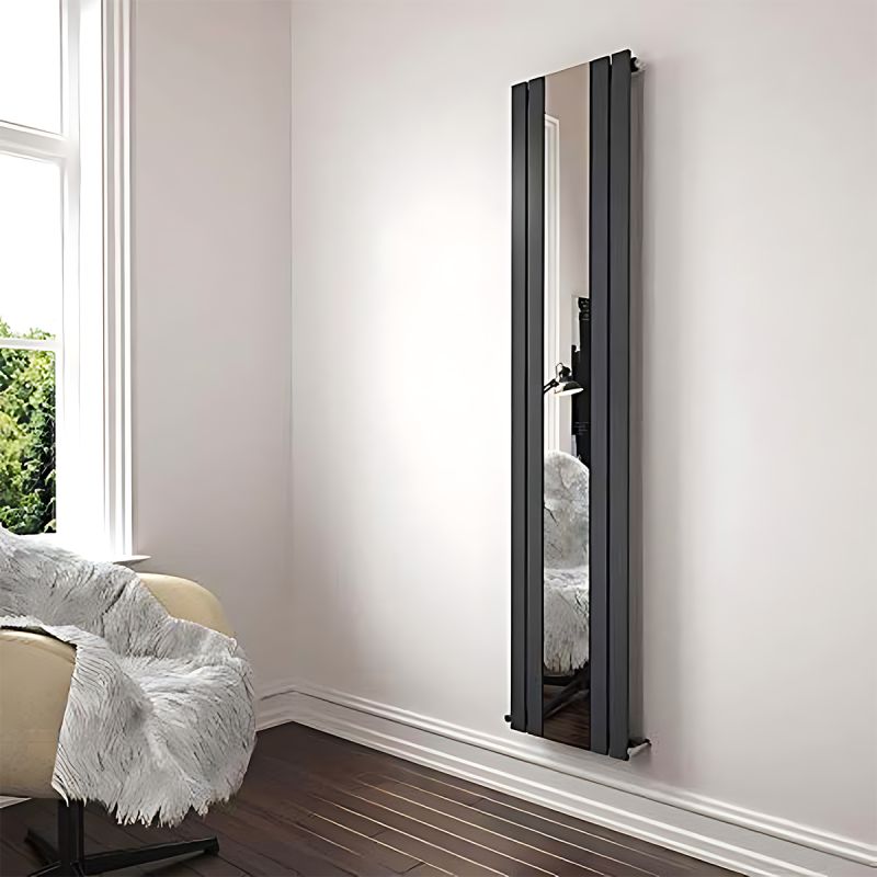 Calorifer decorativ din otel cu oglinda, Antracit, 4 elementi, 593 W, dimensiune 180x60 cm, Malvina