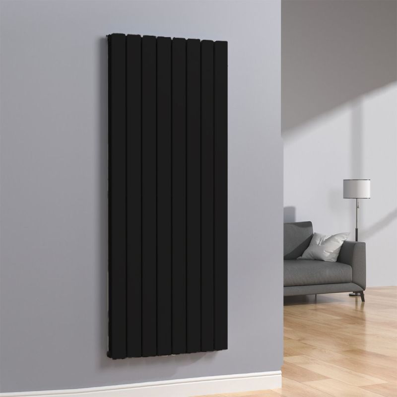 Calorifer dublu vertical, otel, Negru Mat, dimensiune: 180x61 cm, Kalifa