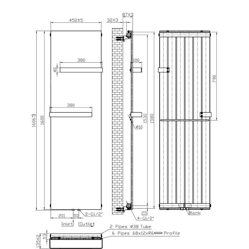 Calorifer Ego-Aphrodite, radiator Portprosop din otel, Alb, 140-160-180 x 45 cm