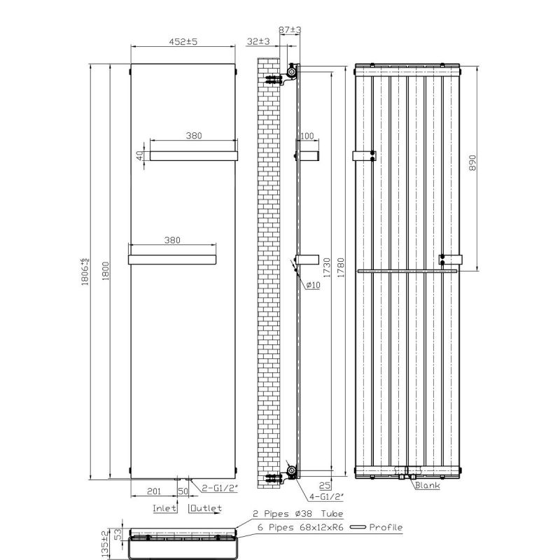 Calorifer Ego-Aphrodite, radiator Portprosop din otel, Antracit, 140-160-180 x 45 cm