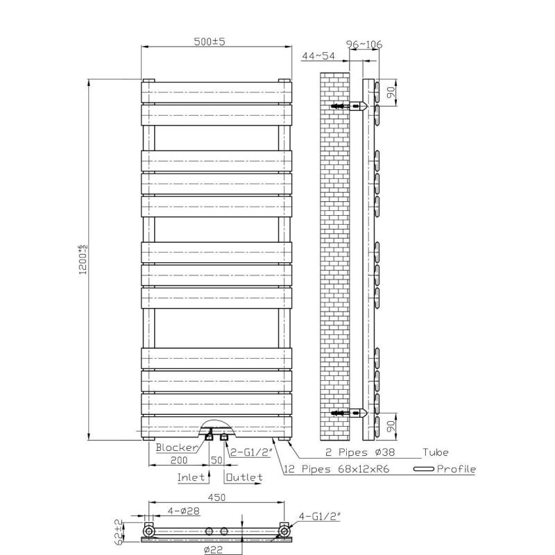 Calorifer EGO - Nadir, Auriu Lucios, radiator Portprosop din otel, 120 sau 140 x 50 cm