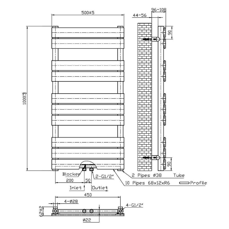 Calorifer EGO - Nadir, radiator Portprosop din otel, Cappuccino, 100-120-140-160-180x50 cm