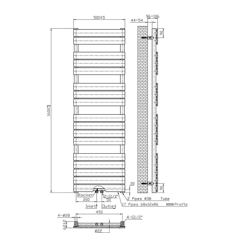 Calorifer EGO - Nadir, radiator Portprosop din otel, Cappuccino, 100-120-140-160-180x50 cm