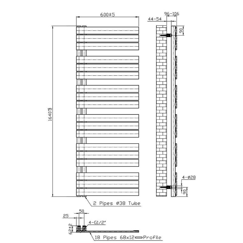 Calorifer EGO - Nasim, Radiator portprosop din otel, 3 culori disponibile, 115-140-164 cm, Design deosebit