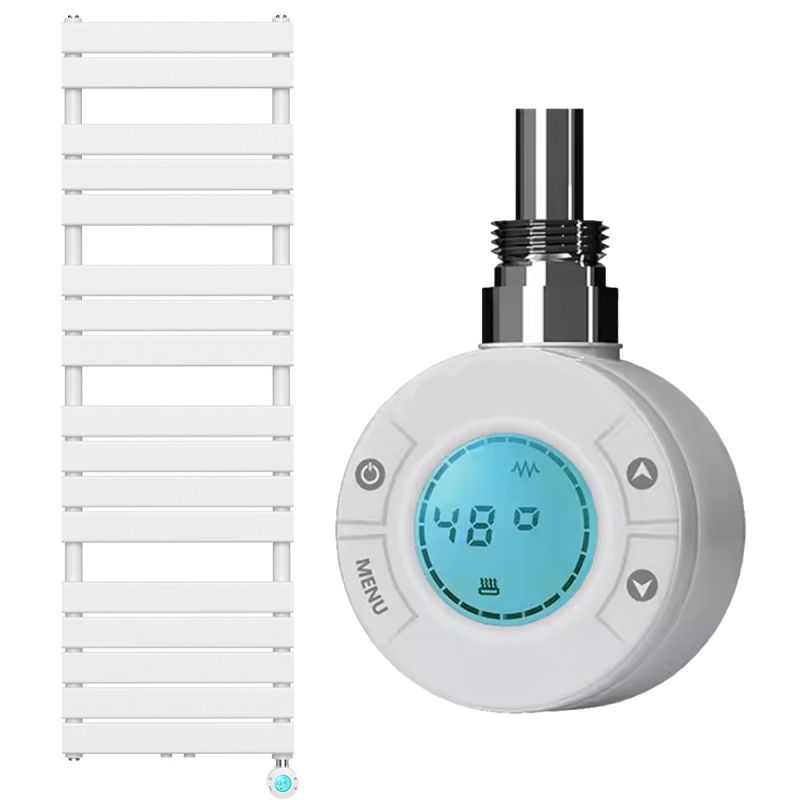 Calorifer electric cu termostat digital LCD din otel, programare saptamanala, Timer, Portprosop, 120-140-160x50 cm, Alb, Nadir