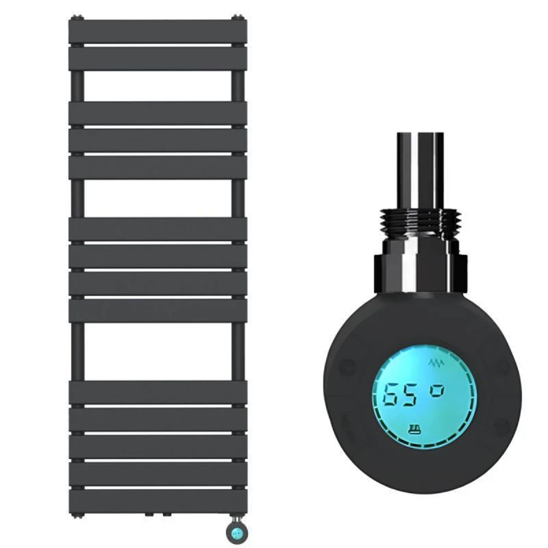 Calorifer electric din otel cu termostat digital LCD, Timer, Portprosop, Antracit, 120-140-160x50 cm, Nadir