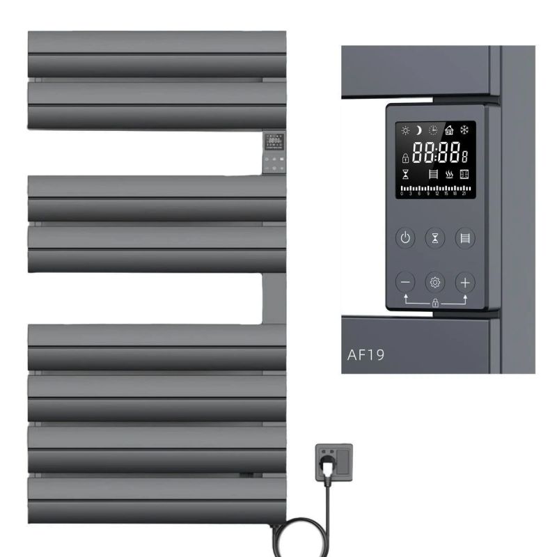 Calorifer portprosop electric, 500W, 230V, Antracit, 3 trepte, termostat digital, 6 programe, 8 elementi, 105x55 cm, Reina
