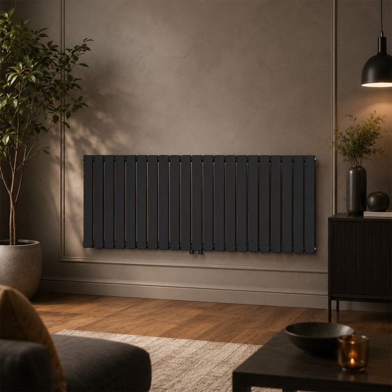 Calorifer, radiator Dublu din otel, 42 elementi, 2017 W, Negru Mat, 156x60 cm, Living sau Camera, Alesia