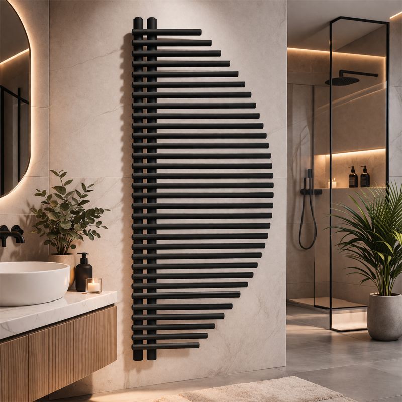 Calorifer, radiator, Portprosop din otel, 33 elementi, 585 W, 125x50 cm, Negru Mat, Brisa Blanca