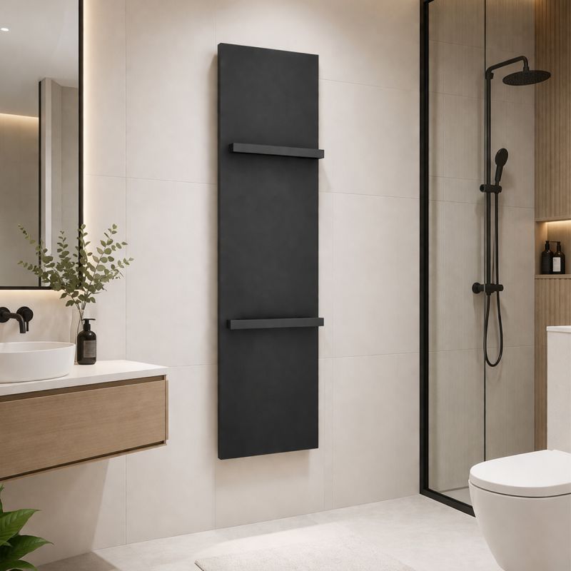 Calorifer, radiator Portprosop din otel, Negru Mat, 140 x 45 cm, Aphrodite