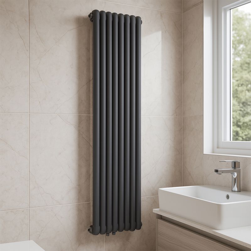 Calorifer vertical, otel, 188x44 cm, 2960 W, 7 elementi, Antracit, Eleganza