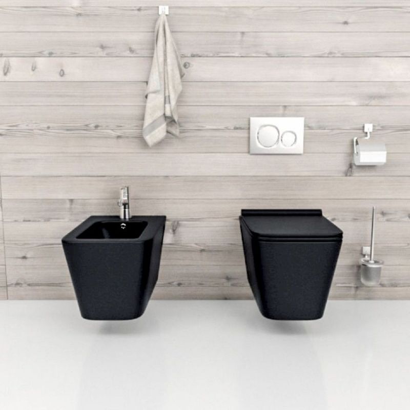 Capac Duroplast inchidere Soft-Close pentru vas wc Alfonso Negru Mat