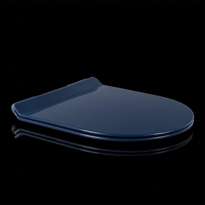 Capac Duroplast, inchidere Soft-Close si Sistem Quick release pentru vas wc Lazio Albastru Terrazo