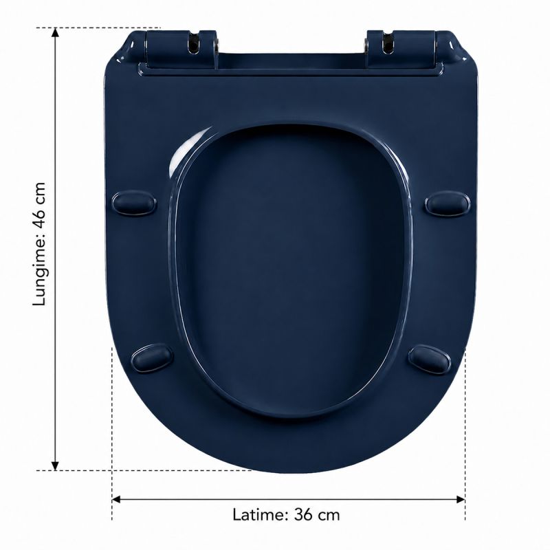 Capac Duroplast, inchidere Soft-Close si Sistem Quick release pentru vas wc Lazio Albastru Terrazo