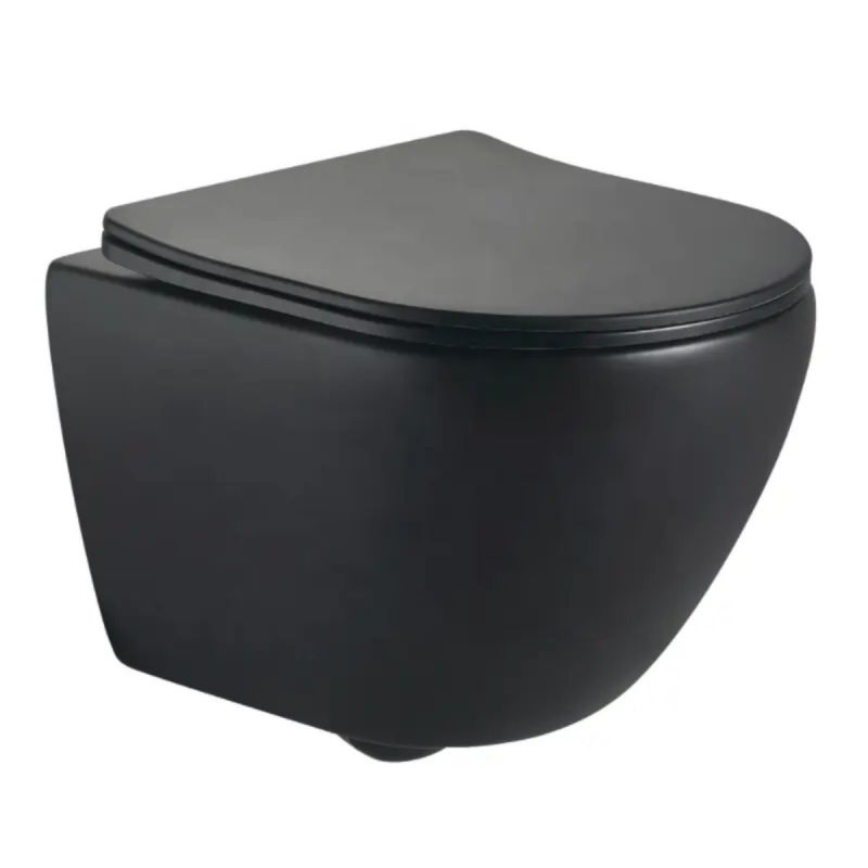Capac slim, Duroplast inchidere Soft-Close pentru vas wc Ben, Negru Mat