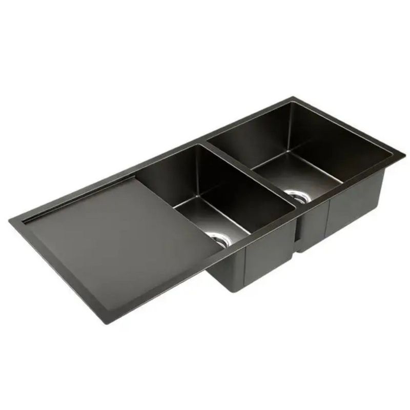 Chiuveta Bucatarie, Statie Lucru, Acoperire Nano, 2 cuve, adancime 19 cm, otel inoxidabil, Gun Grey, 100x45 cm, Vania