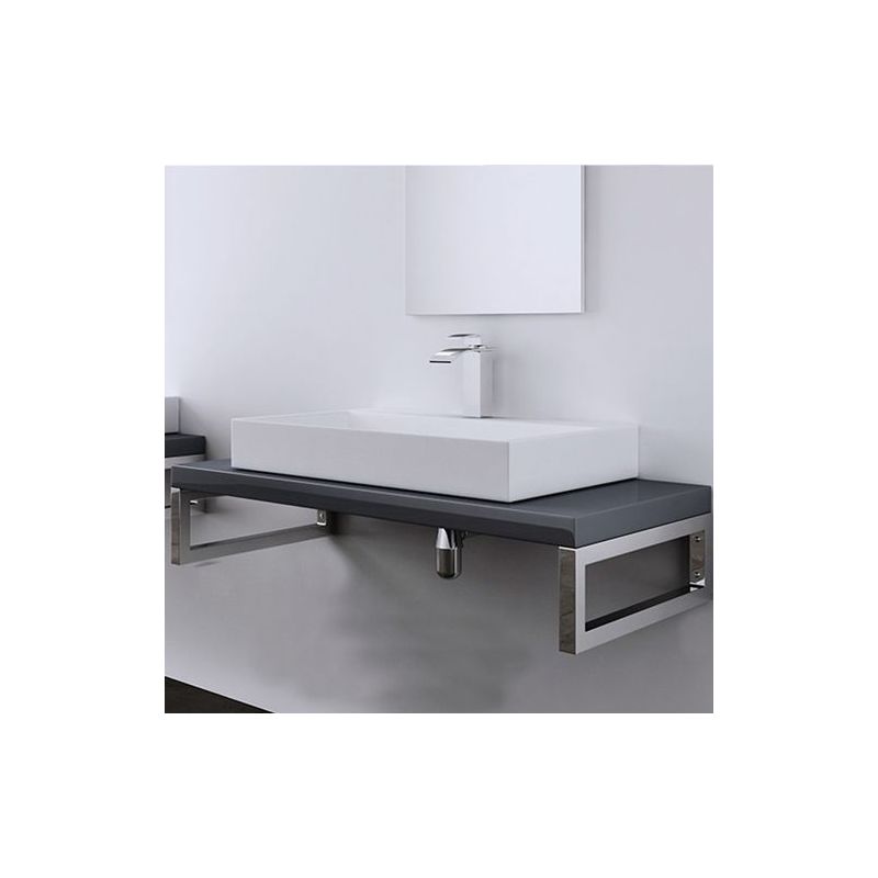 Consola perete, otel inoxidabil, Crom sau Negru mat, 45 sau 50 cm, suport lavoar sau blat, Alvin